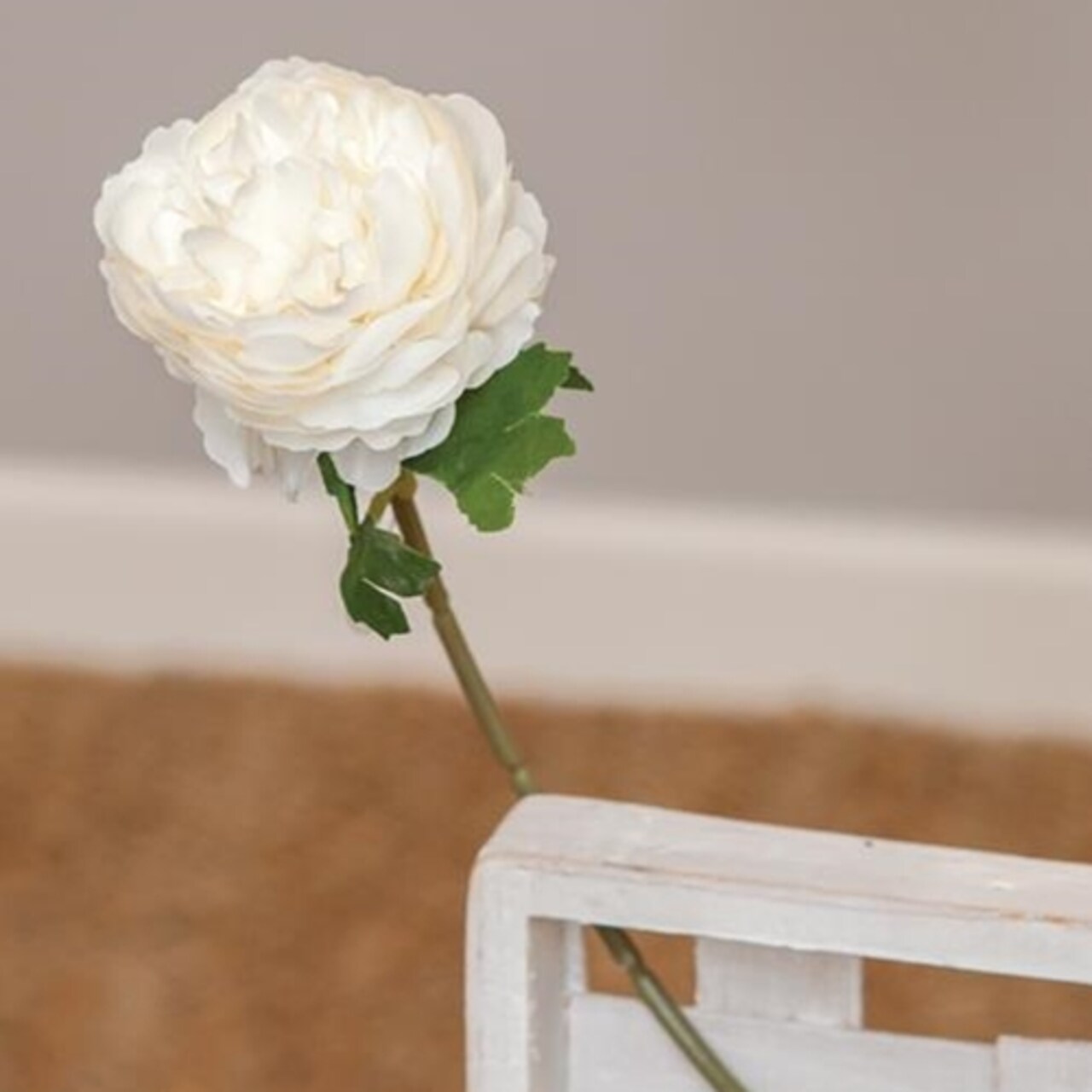 Peony Flower Stem Faux Floral Green Flexible Stem Decor- Set of 4